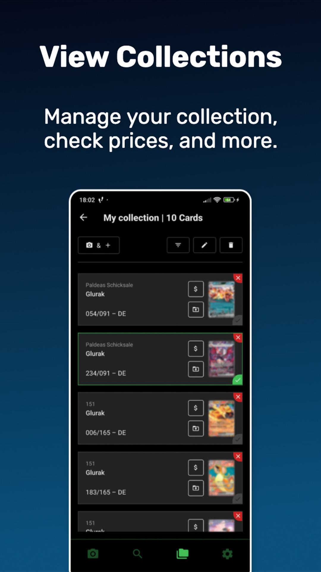 Die Detailansicht einer Karte in der Sammlung wird angezeigt