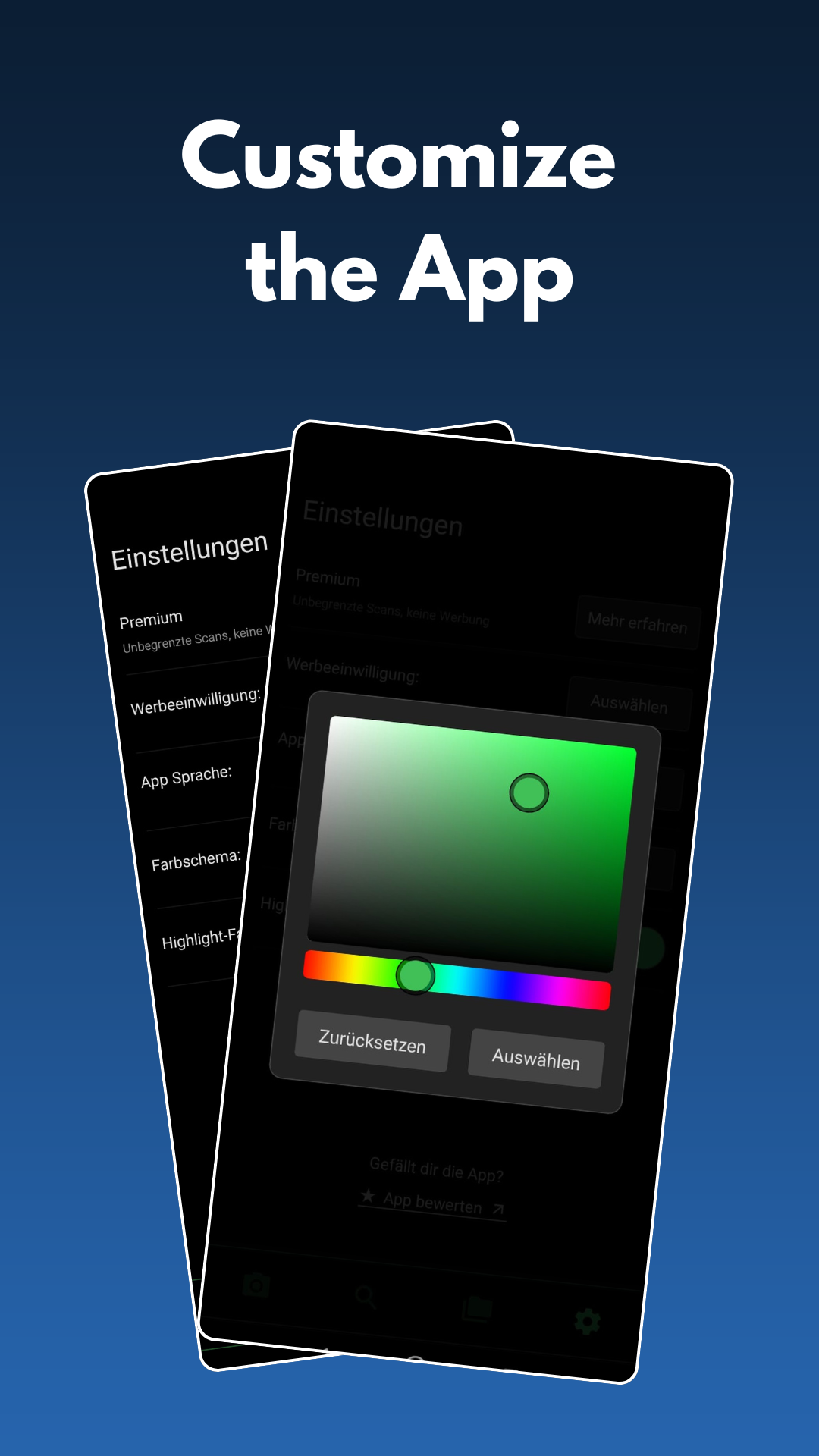 App-Screenshot: Einstellungen der App